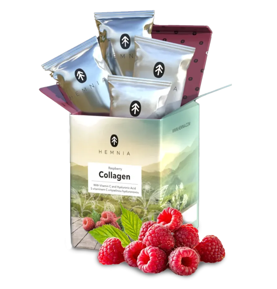 Hindbær-kollagendrik med hyaluronsyre, 6000 mg kollagen i 1 brev, 30 breve